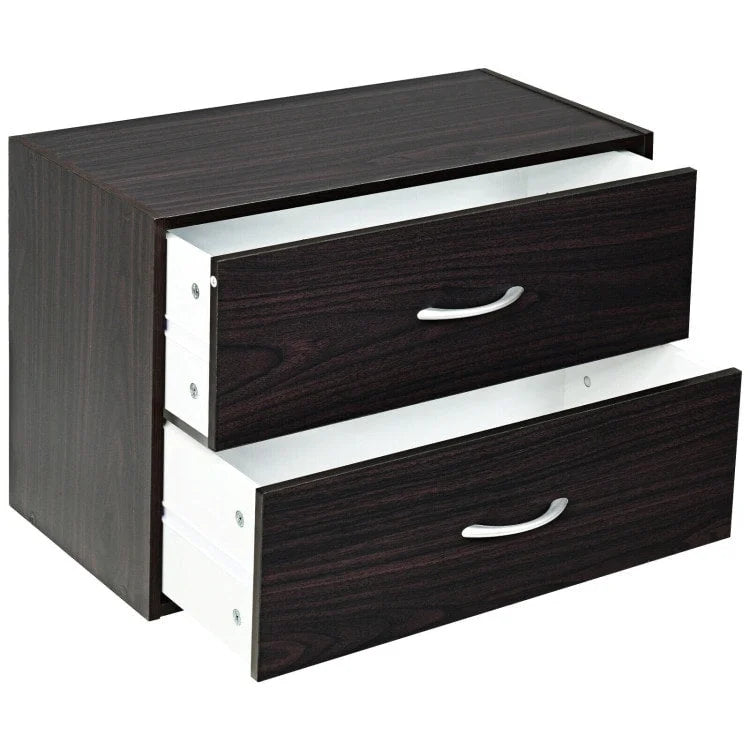 Meuble de rangement superposable à 2 tiroirs avec poignées