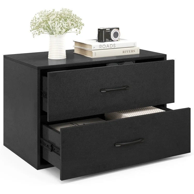 Meuble de rangement superposable à 2 tiroirs avec poignées