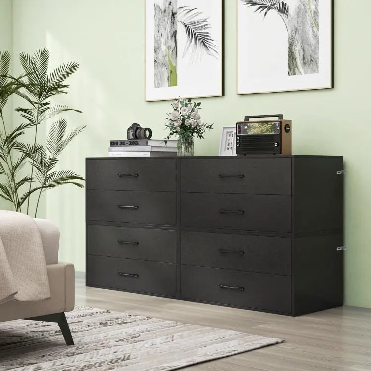 Meuble de rangement superposable à 2 tiroirs avec poignées