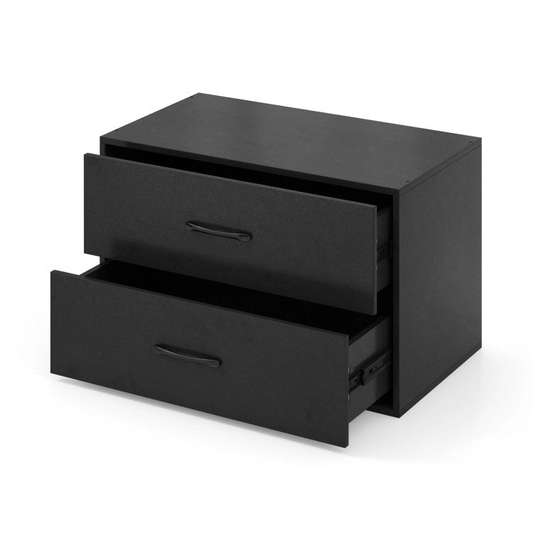 Meuble de rangement superposable à 2 tiroirs avec poignées