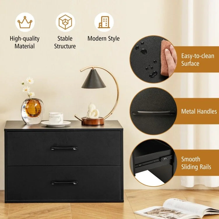 Meuble de rangement superposable à 2 tiroirs avec poignées