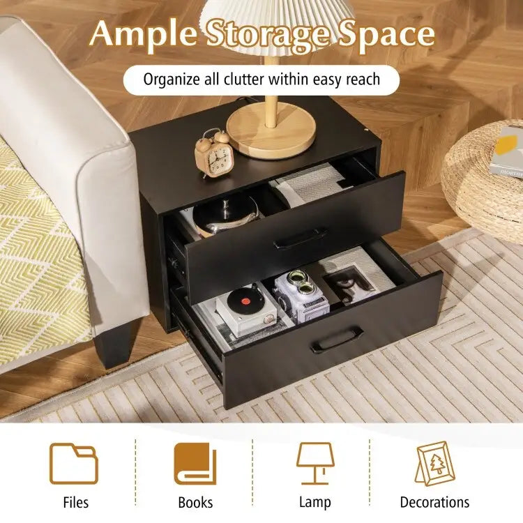 Meuble de rangement superposable à 2 tiroirs avec poignées