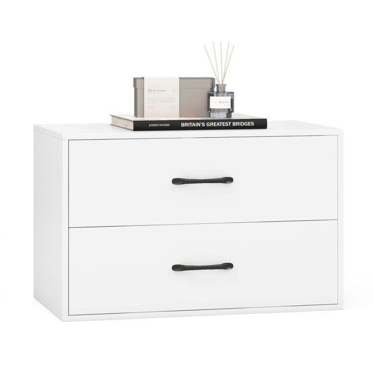 Meuble de rangement superposable à 2 tiroirs avec poignées