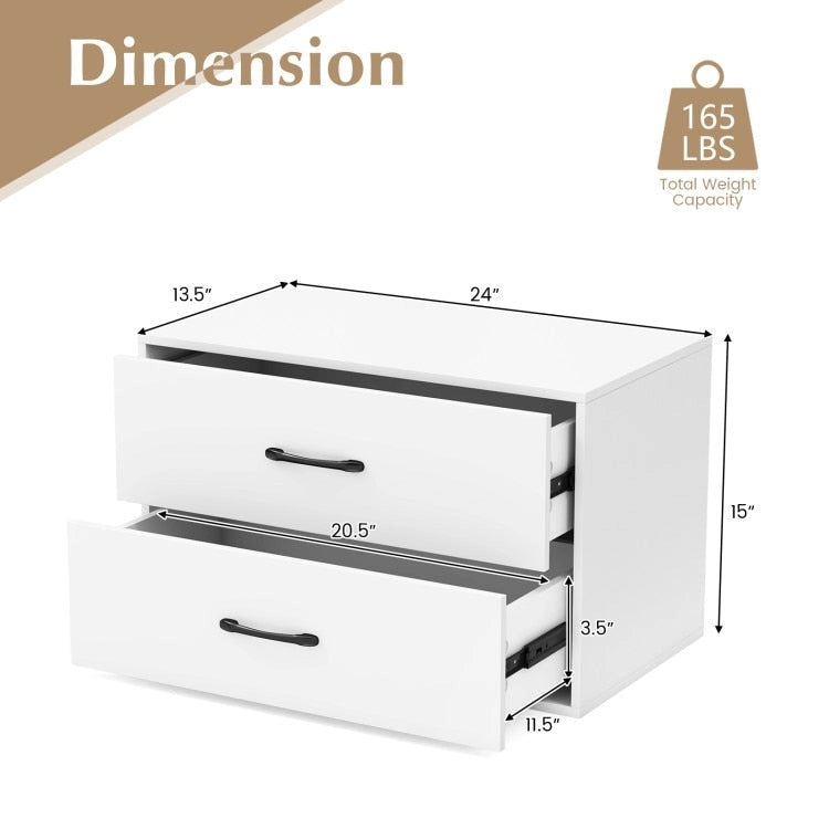 Meuble de rangement superposable à 2 tiroirs avec poignées