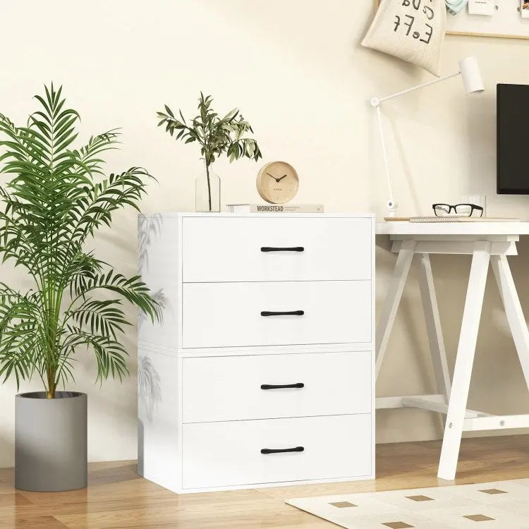 Meuble de rangement superposable à 2 tiroirs avec poignées