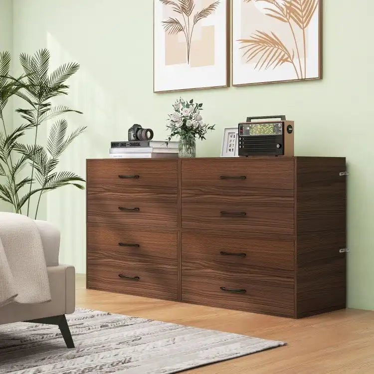 Meuble de rangement superposable à 2 tiroirs avec poignées