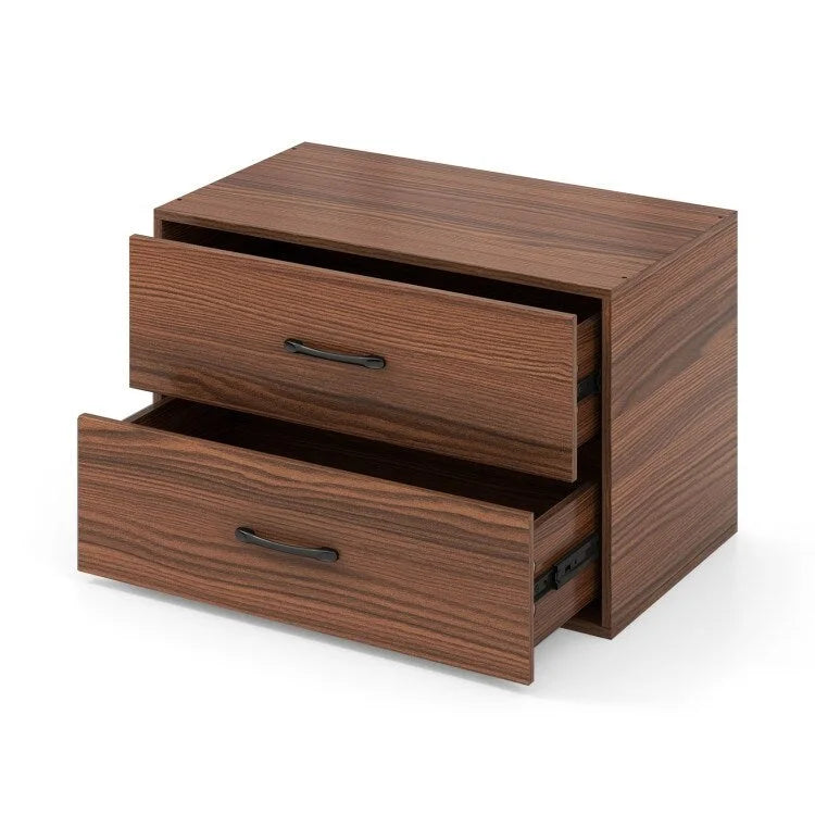 Meuble de rangement superposable à 2 tiroirs avec poignées