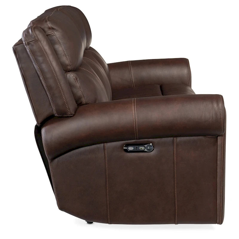 Canapé inclinable électrique en cuir de 226 cm de large avec fonction zéro gravité, appuie-tête électrique et port USB