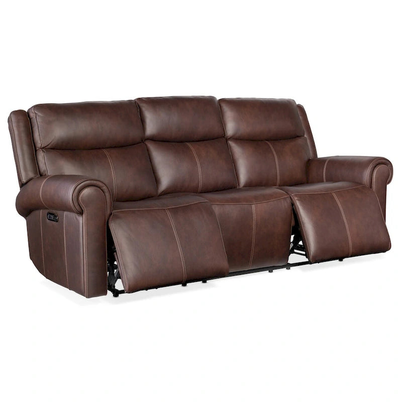 Canapé inclinable électrique en cuir de 226 cm de large avec fonction zéro gravité, appuie-tête électrique et port USB