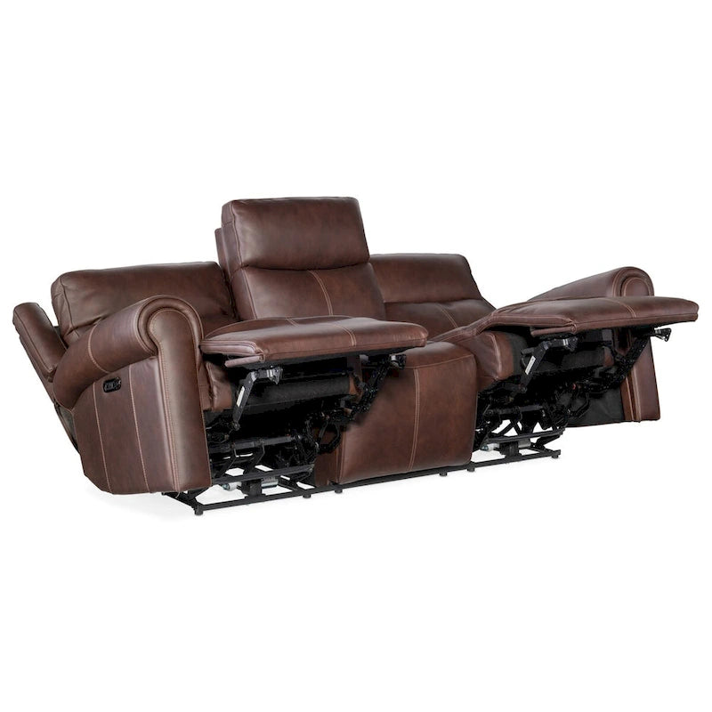 Canapé inclinable électrique en cuir de 226 cm de large avec fonction zéro gravité, appuie-tête électrique et port USB