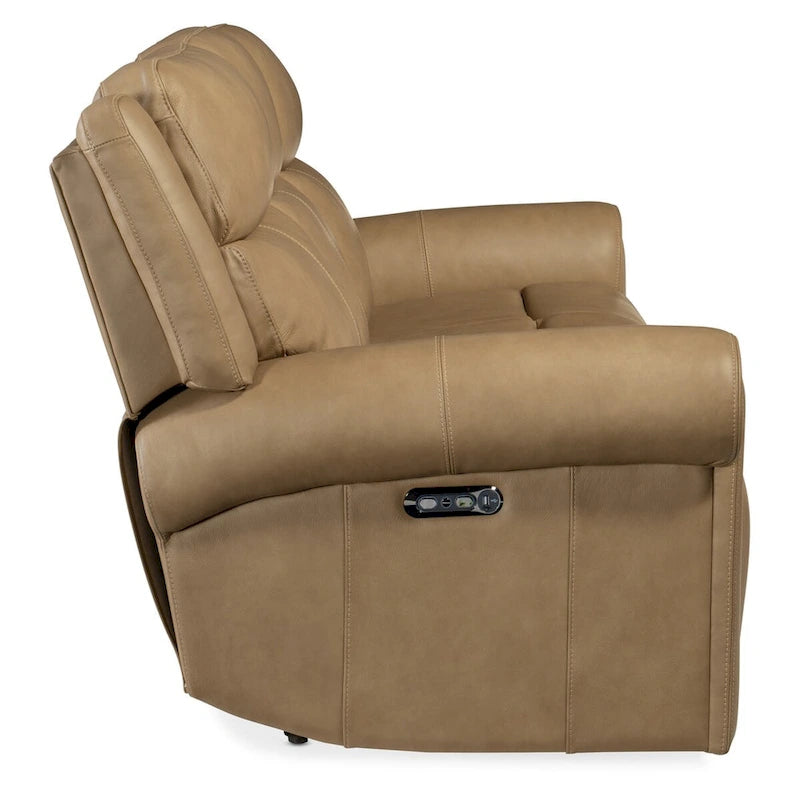Canapé inclinable électrique en cuir de 226 cm de large avec fonction zéro gravité, appuie-tête électrique et port USB