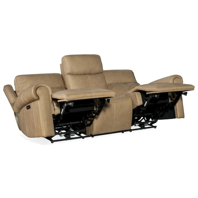 Canapé inclinable électrique en cuir de 226 cm de large avec fonction zéro gravité, appuie-tête électrique et port USB