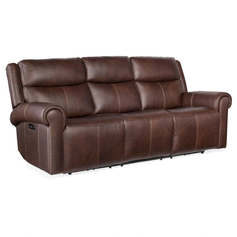 Canapé inclinable électrique en cuir de 226 cm de large avec fonction zéro gravité, appuie-tête électrique et port USB