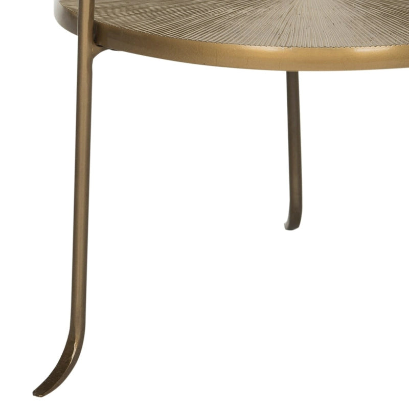 Table d'appoint en laiton avec motif rayonnant – 35,6 cm (L) x 35,6 cm (P) x 80 cm (H)