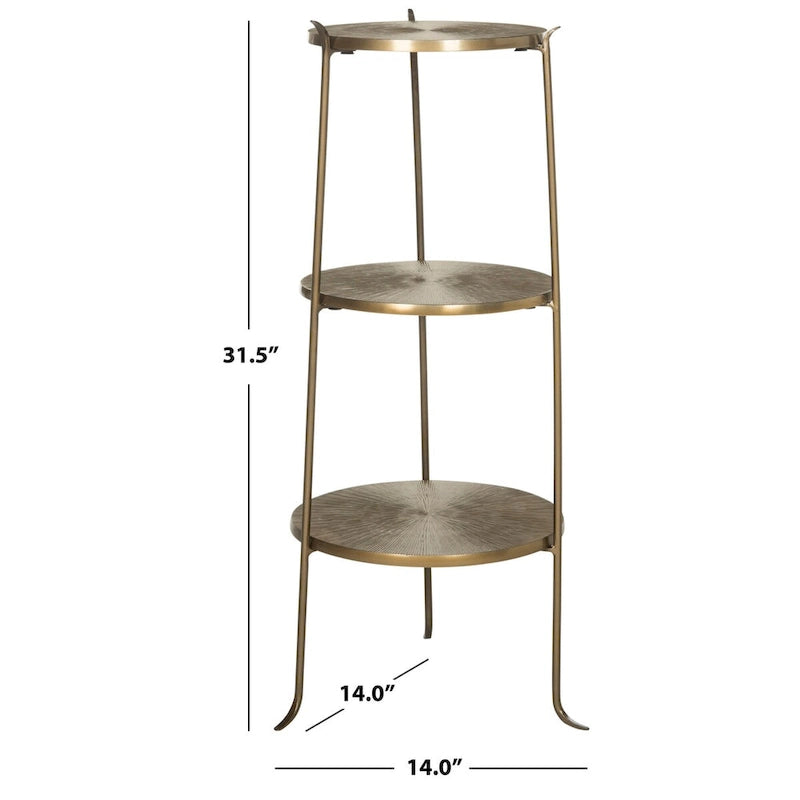 Table d'appoint en laiton avec motif rayonnant – 35,6 cm (L) x 35,6 cm (P) x 80 cm (H)