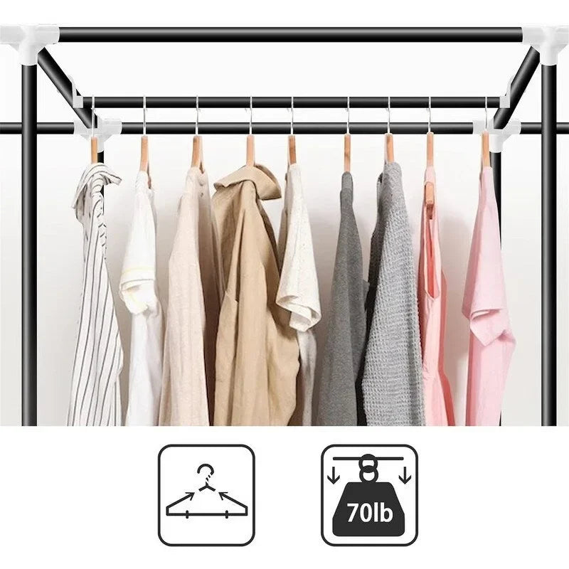 Armoire-penderie portable avec tringles et étagères