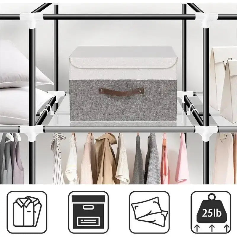 Armoire-penderie portable avec tringles et étagères