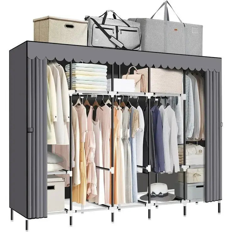 Armoire-penderie portable avec tringles et étagères