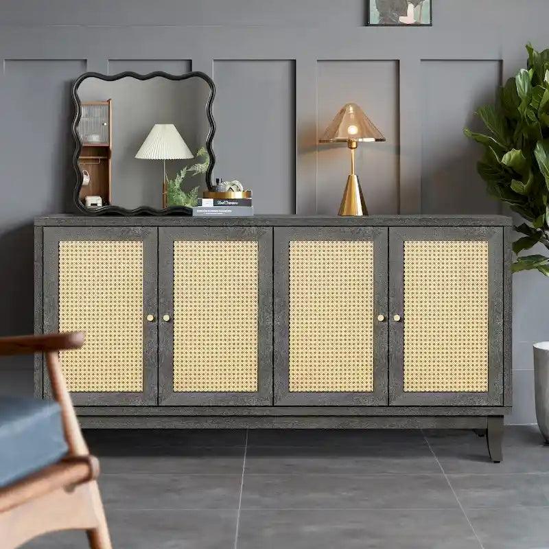 Meuble buffet en rotin avec 4 portes