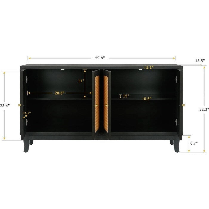 Meuble buffet en rotin avec 4 portes
