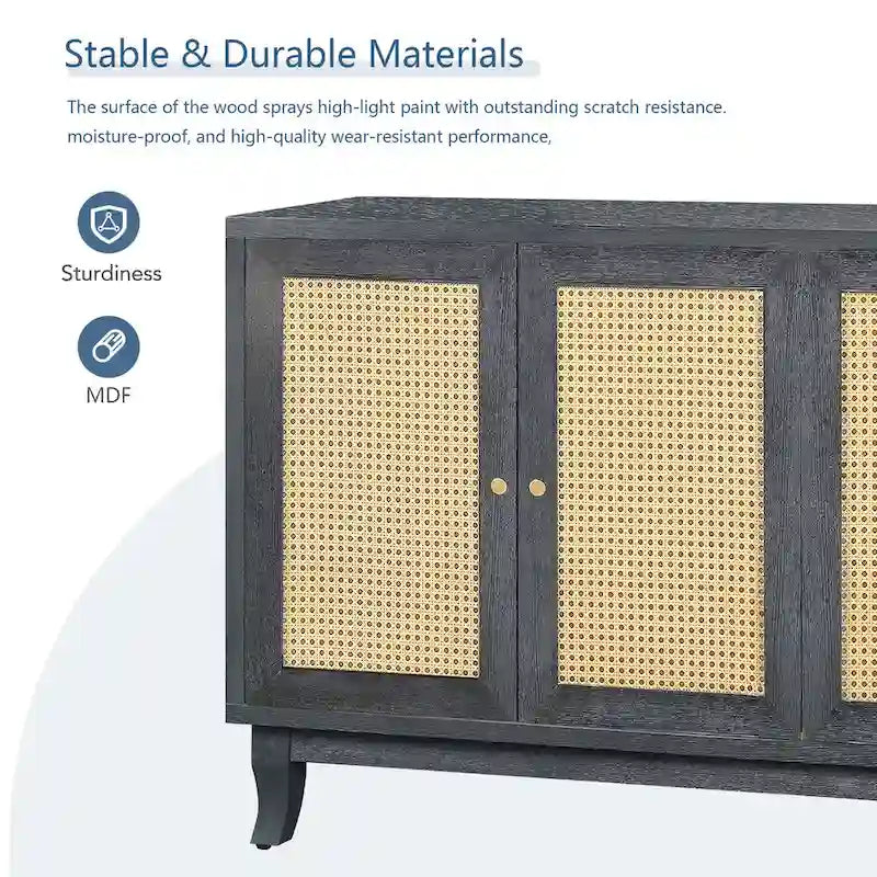 Meuble buffet en rotin avec 4 portes
