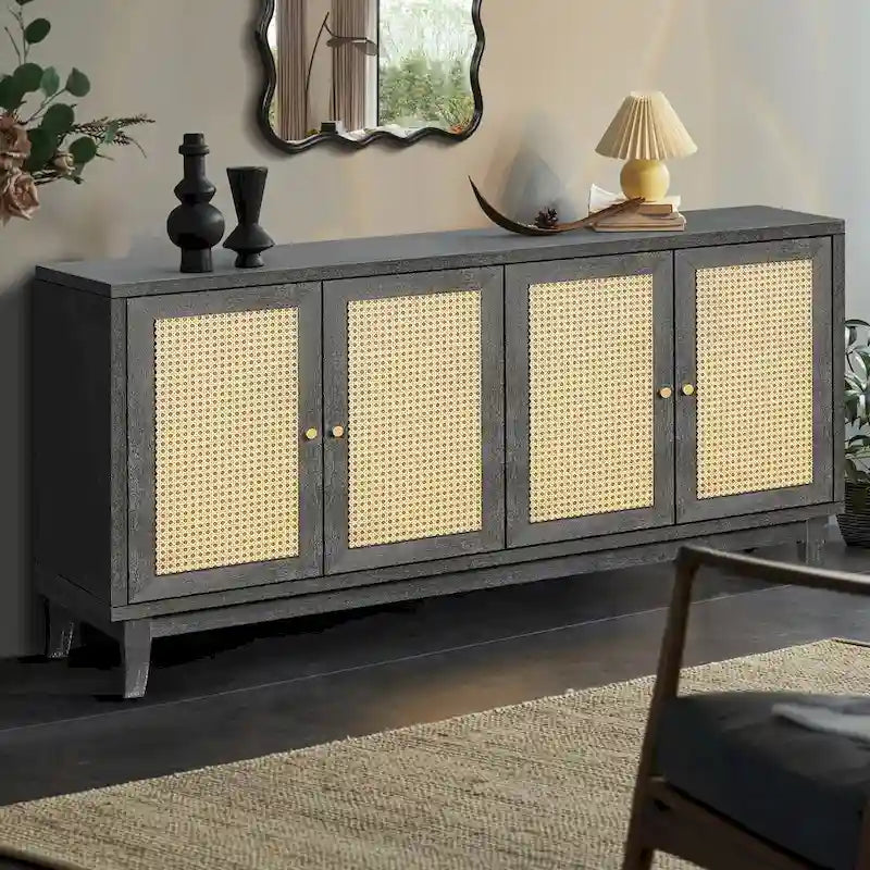 Meuble buffet en rotin avec 4 portes