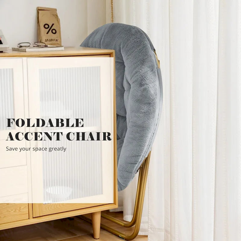 Fauteuil soucoupe pliable avec coussin en fausse fourrure