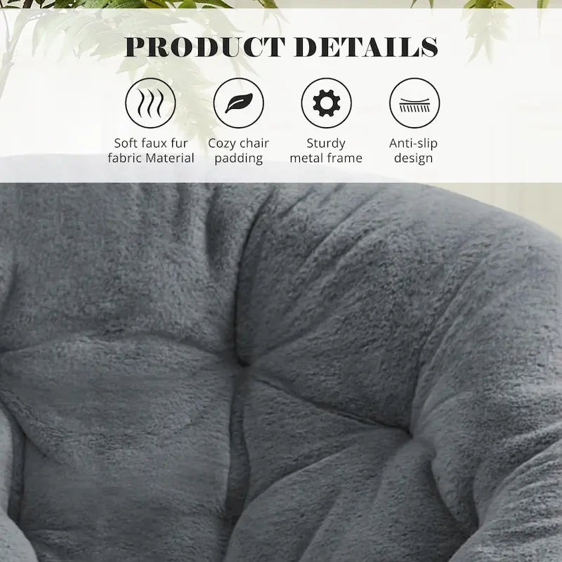 Fauteuil soucoupe pliable avec coussin en fausse fourrure