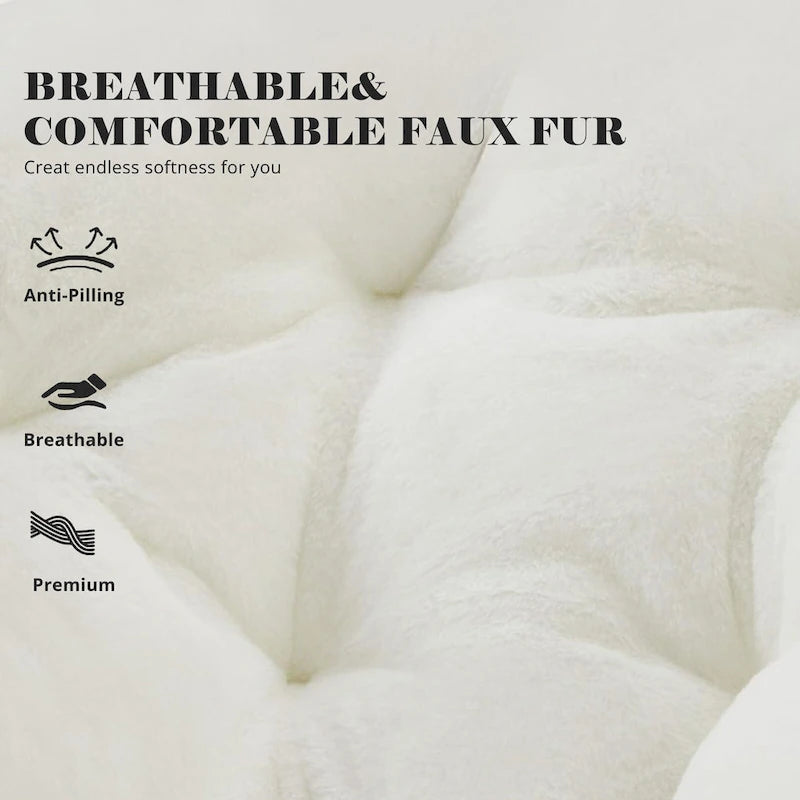 Fauteuil soucoupe pliable avec coussin en fausse fourrure