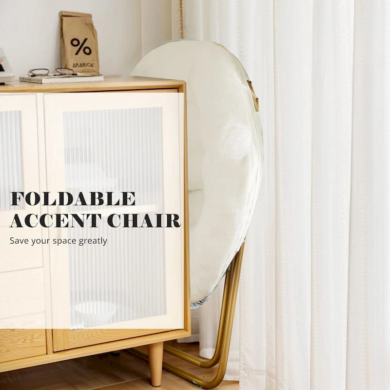 Fauteuil soucoupe pliable avec coussin en fausse fourrure