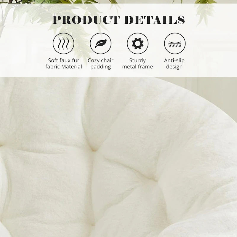 Fauteuil soucoupe pliable avec coussin en fausse fourrure