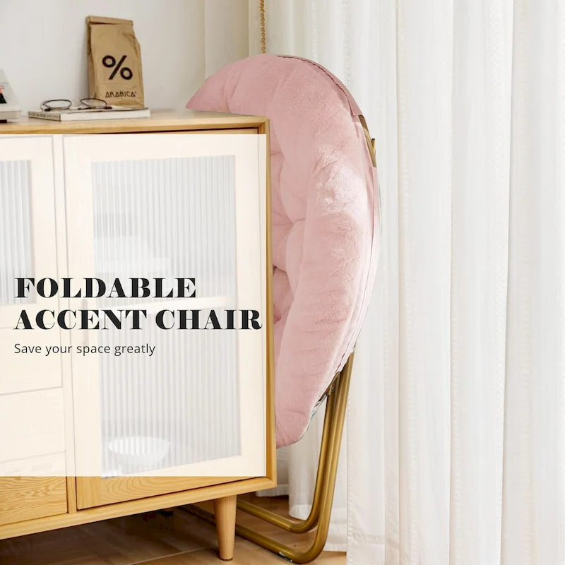 Fauteuil soucoupe pliable avec coussin en fausse fourrure