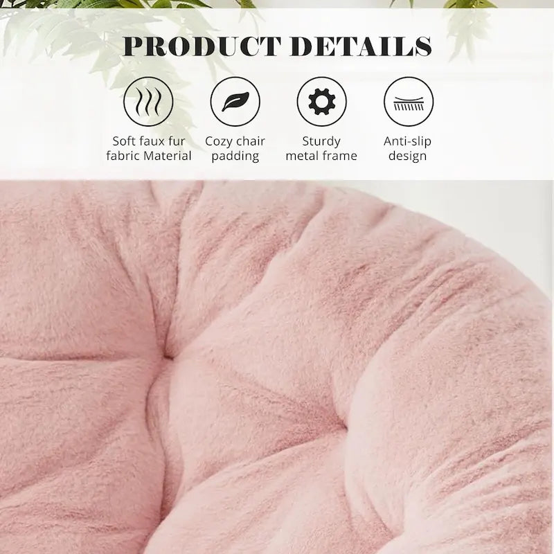 Fauteuil soucoupe pliable avec coussin en fausse fourrure