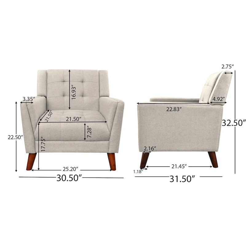 Fauteuil rembourré à dossier capitonné
