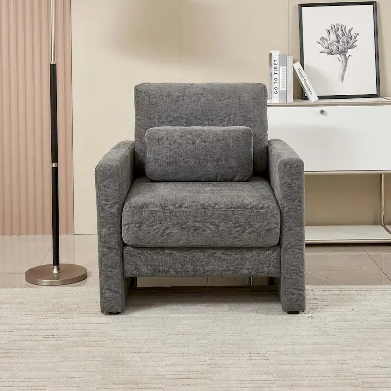 Fauteuil d'appoint rembourré en chenille avec accoudoirs