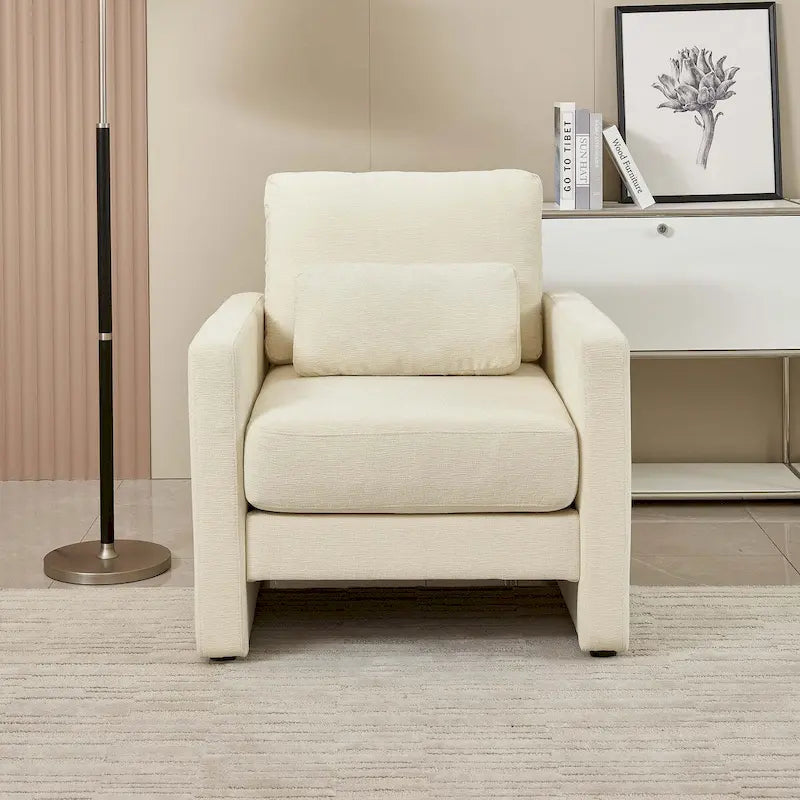 Fauteuil d'appoint rembourré en chenille avec accoudoirs