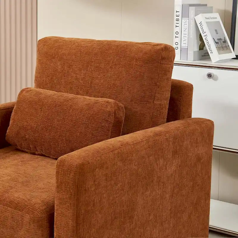 Fauteuil d'appoint rembourré en chenille avec accoudoirs