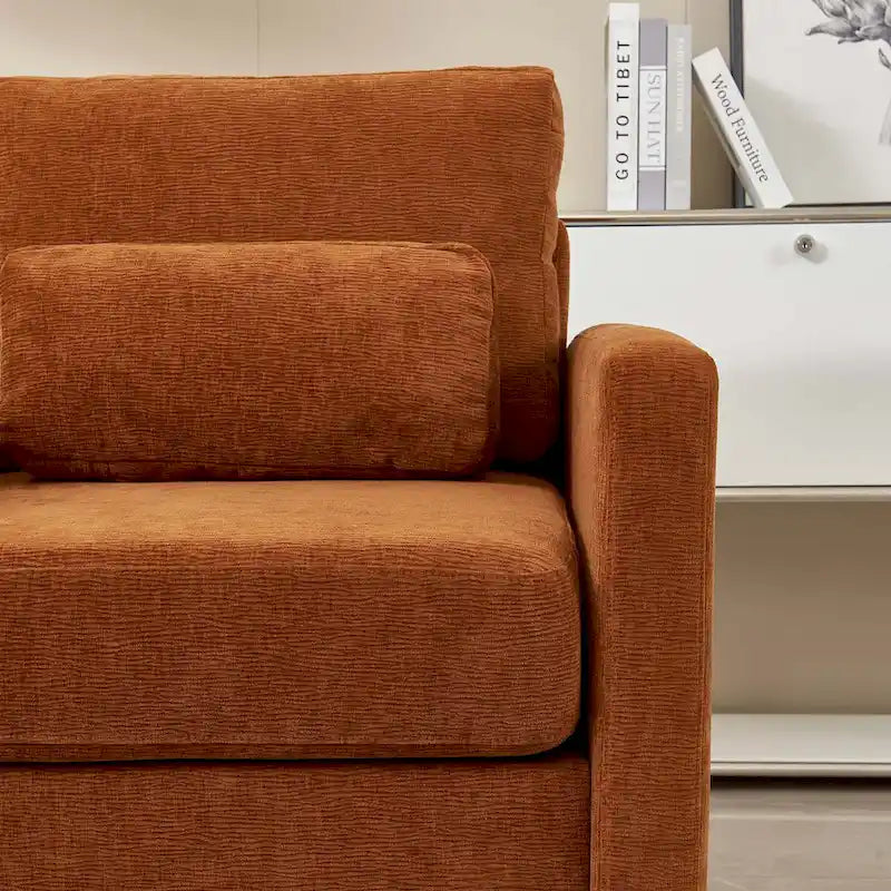 Fauteuil d'appoint rembourré en chenille avec accoudoirs