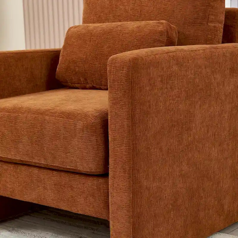 Fauteuil d'appoint rembourré en chenille avec accoudoirs