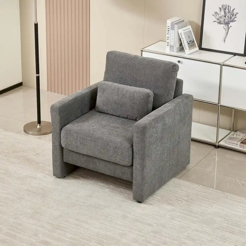 Fauteuil d'appoint rembourré en chenille avec accoudoirs