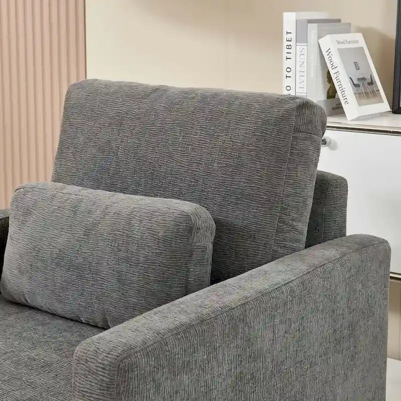 Fauteuil d'appoint rembourré en chenille avec accoudoirs