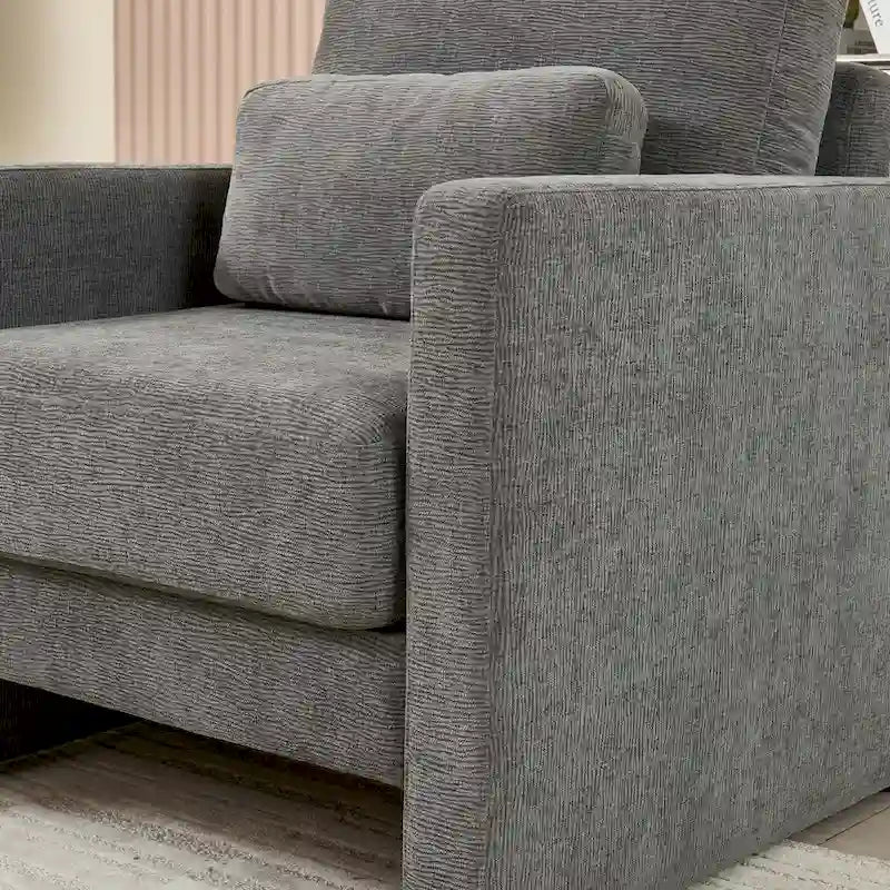 Fauteuil d'appoint rembourré en chenille avec accoudoirs