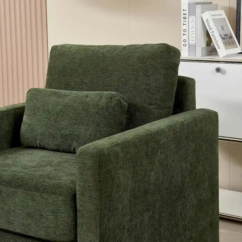 Fauteuil d'appoint rembourré en chenille avec accoudoirs