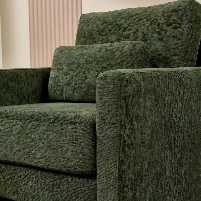 Fauteuil d'appoint rembourré en chenille avec accoudoirs