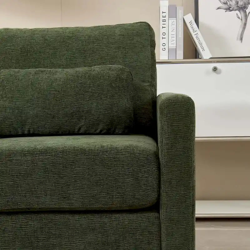 Fauteuil d'appoint rembourré en chenille avec accoudoirs