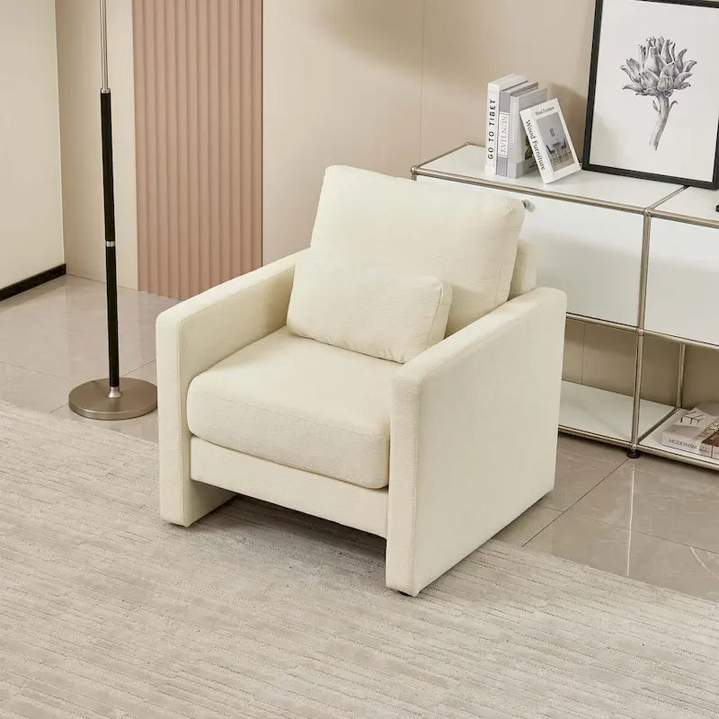 Fauteuil d'appoint rembourré en chenille avec accoudoirs