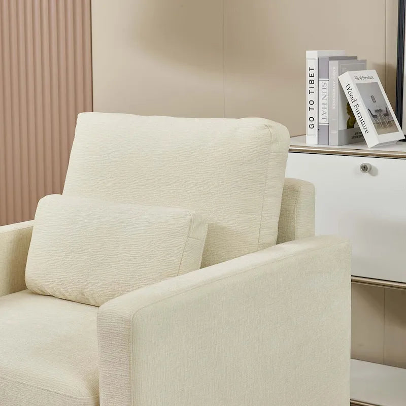 Fauteuil d'appoint rembourré en chenille avec accoudoirs
