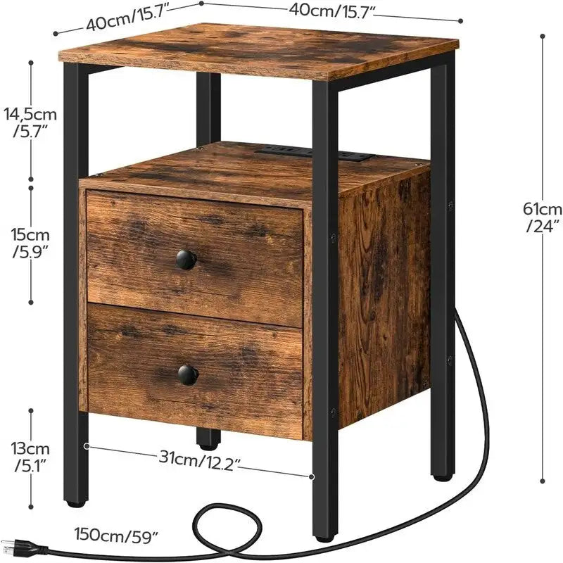 Table de chevet avec station de recharge