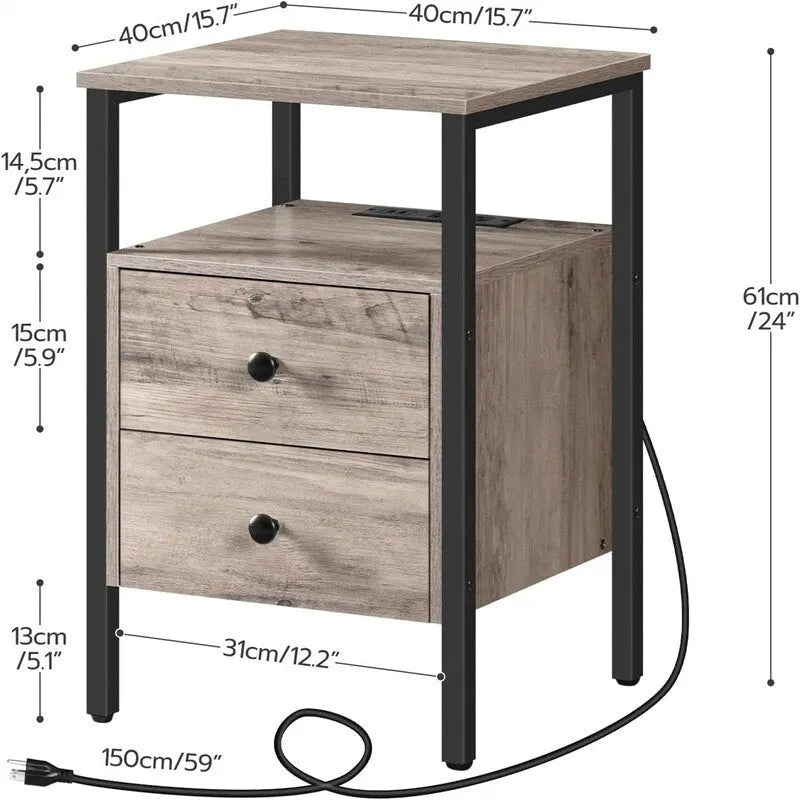 Table de chevet avec station de recharge