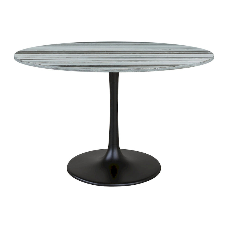 Table à manger plateau marbre et piètement acier – Gris et noir